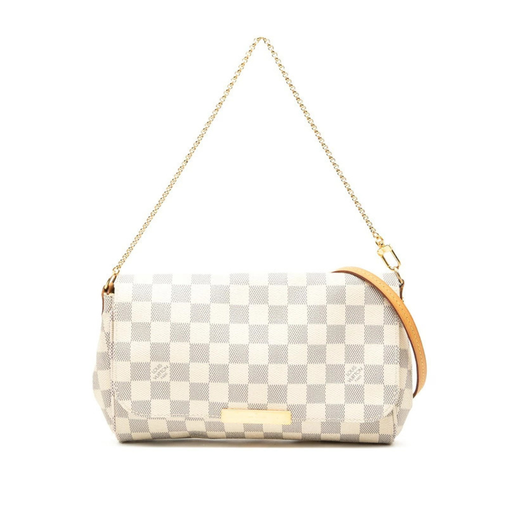 Louis Vuitton Damier Azur White Favorite 2way Shoulder Bag White Leather